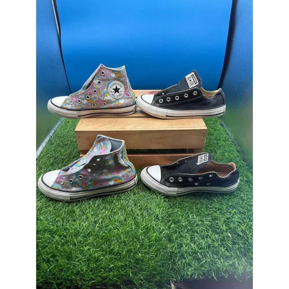 Converse Chuck Taylor All Star Youth Size 13 Shoes - Lot Black & Castle Rainbow